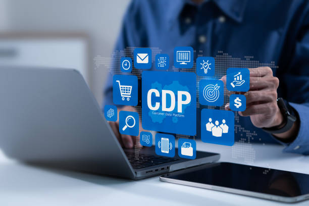 istock CDP, Customer Data Platform concept. Businessman working on laptop and pointing CDP icons. Data planning for customer database mangement and accessible to other systems. Online Marketing. 2180199527
