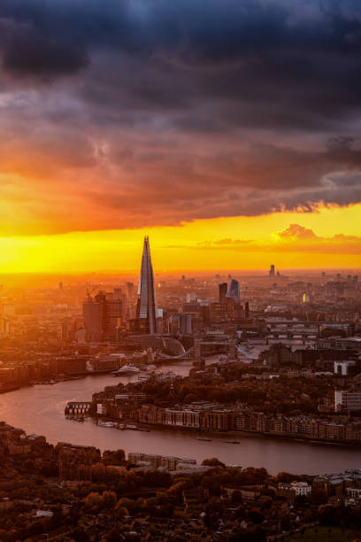 istock Colourful autumn sunset behind the London skyline 2180206112