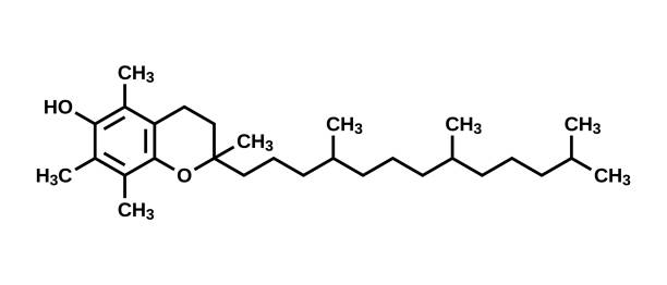 Alpha-tocopherol structural formula Alpha-tocopherol structural formula, vitamin E vector illustration alpha tocopherol stock illustrations