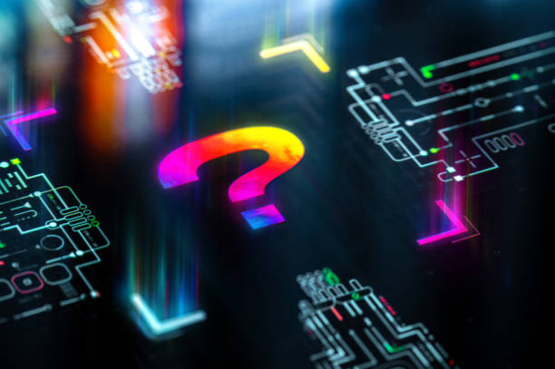 istock Got questions? Got answers. Question sing on digital display. Futuristic question icon in world of technological progress and innovation 2180225883