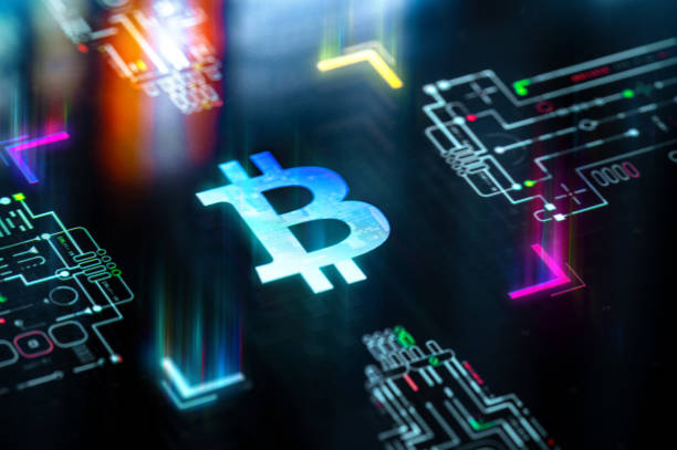 istock Bitcoin symbol on digital display. Crypto currency and digital wallets background. Block chain in world of technological progress and innovation 2180226169