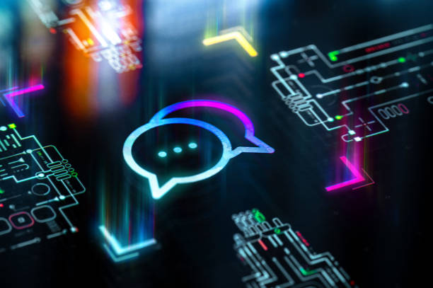 istock AI chat network concept futuristic background. AI Chatbot evolution and productivity. Futuristic AI Chat icon in world of technological progress and innovation 2180226220