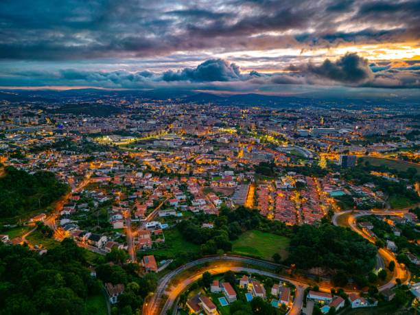 istock Aerial view of Braga at sunset 2180230412