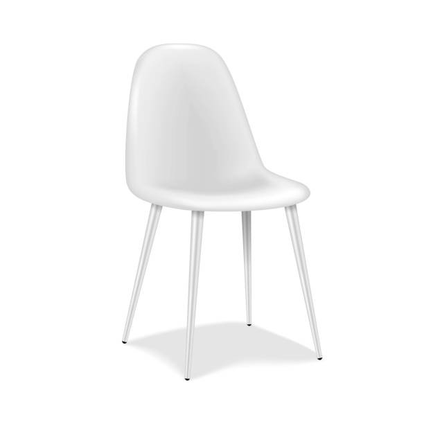 istock White four legged chair with backrest. 3d mockup. 4 leg base chair. Realistic vector mock-up 2180234083