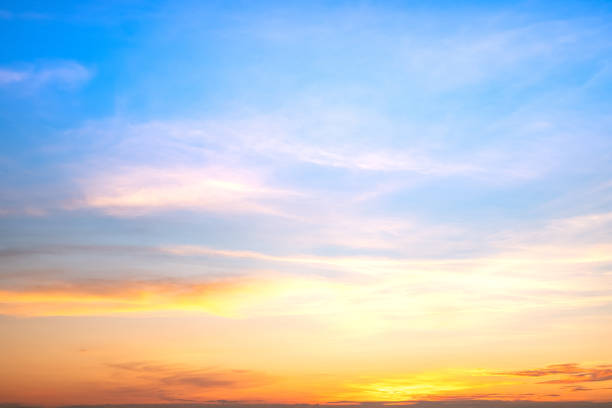 istock Beautiful , luxury soft gradient orange gold clouds and sunlight on the blue sky perfect for the background, take in everning,Twilight, Large size, high definition landscape photo 2180242271