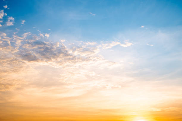 istock Beautiful , luxury soft gradient orange gold clouds and sunlight on the blue sky perfect for the background, take in everning,Twilight, Large size, high definition landscape photo 2180242458