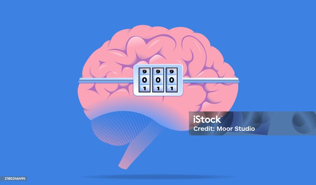 Brain With Lock Brain With A Code Lock Vctor Illustration Stock Illustration - Download ...