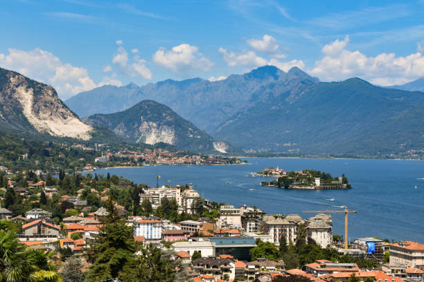 istock Lake Maggiore with Mountains, Small Town and Trees, Italy 2180246495