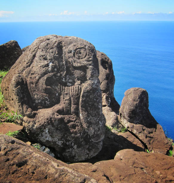 istock Petroglyph of Bird Man, or Make Make, in Orango on Rapa Nui 2180254585