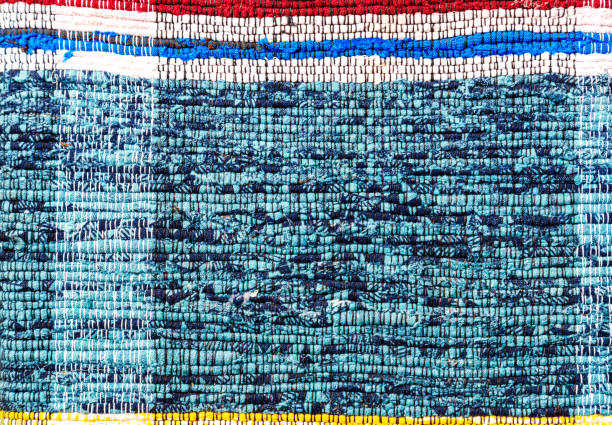 Closeup of multicolored rag rug