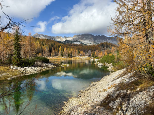 istock Scenic view on lake Dvojno jezero, mountains and forest 2180256020