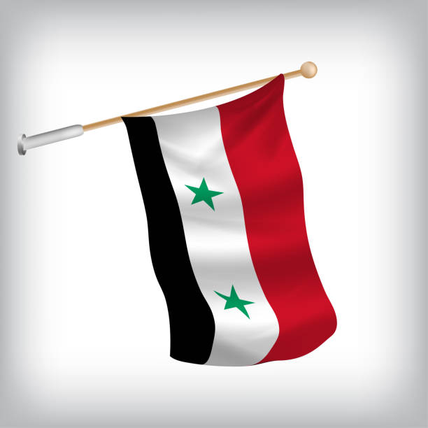 istock Realistic illustration of Syria flags waving on the wall. 2180257447