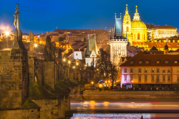 istock Charles Bridge over Vltava River during evening, Prague, Czech Republic 2180261108