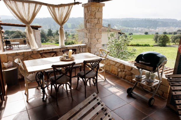 istock Sunny patio without people 2180266104