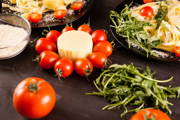 Healthy and delicious pasta on a wooden table