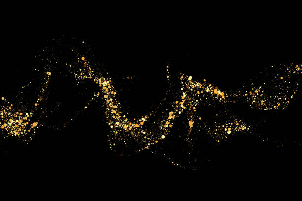 istock Texture of gold glitter, on a black background. Abstract golden color particles, confetti glitter explosion. Festive background. 2180277212