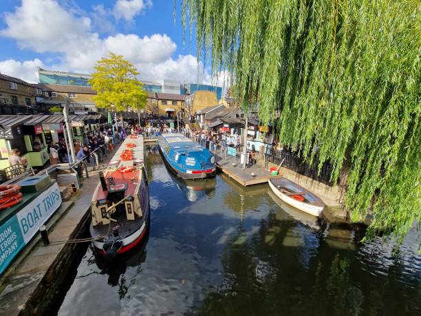 Riverboats at Camden Town market, London, England