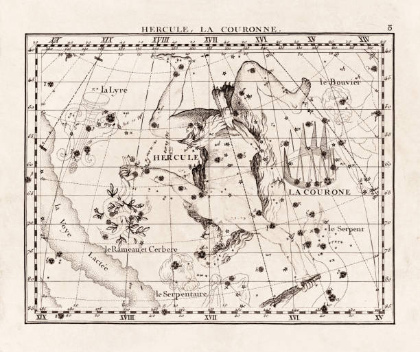 istock Vintage constellation illustration from the early 18th century. A detailed celestial map showcasing stars and constellations, beautifully rendered in an antique scientific style. 2180279516