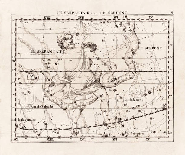 istock Vintage constellation illustration from the early 18th century. A detailed celestial map showcasing stars and constellations, beautifully rendered in an antique scientific style. 2180279521