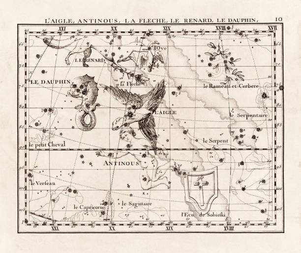 istock Vintage constellation illustration from the early 18th century. A detailed celestial map showcasing stars and constellations, beautifully rendered in an antique scientific style. 2180279527