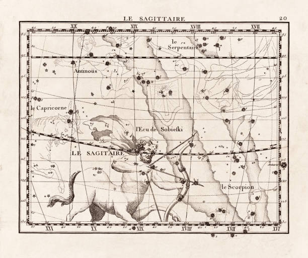 istock Vintage constellation illustration from the early 18th century. A detailed celestial map showcasing stars and constellations, beautifully rendered in an antique scientific style. 2180279584