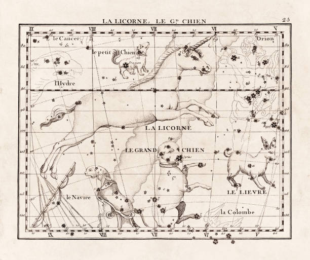 istock Vintage constellation illustration from the early 18th century. A detailed celestial map showcasing stars and constellations, beautifully rendered in an antique scientific style. 2180279592