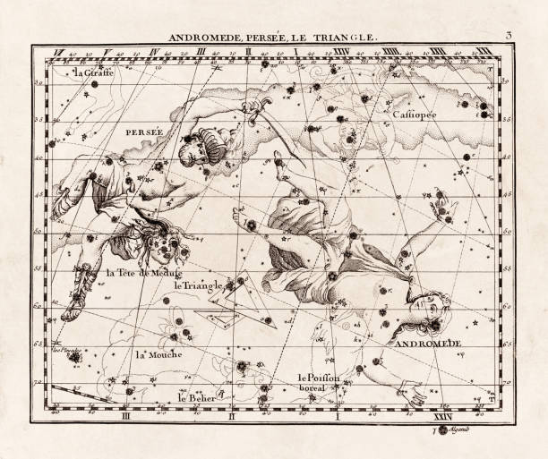 istock Vintage constellation illustration from the early 18th century. A detailed celestial map showcasing stars and constellations, beautifully rendered in an antique scientific style. 2180279654