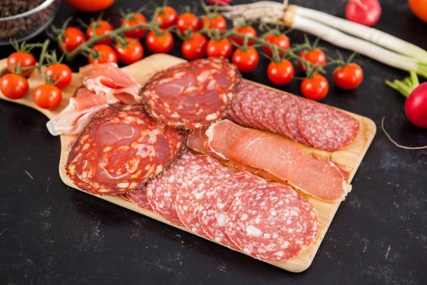 istock Close up image on antipasto meat appetizers 2180279724