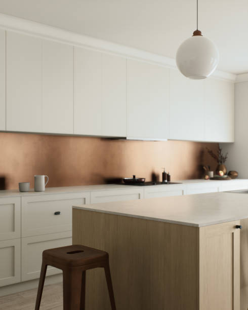 istock This is a stunning modern kitchen featuring beautiful copper accents and a sleek minimalist design 2180280118