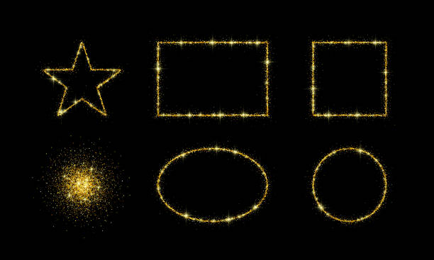 ilustrações de stock, clip art, desenhos animados e ícones de vector set of gold glitter design elements - ouropel