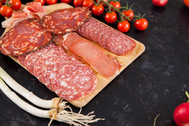istock Close up image on antipasto meat appetizers 2180280904
