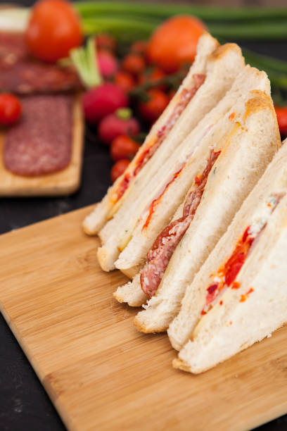 istock Close up on fresh club sandwiches 2180281232
