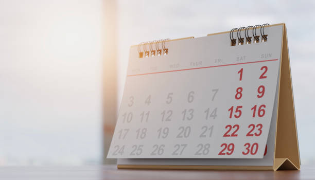 istock desk calendar in the office, 3d rendering. 2180285238