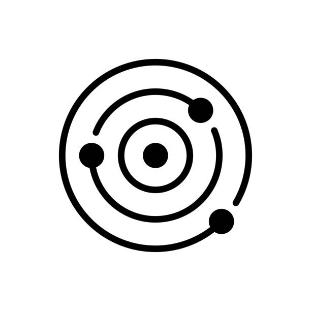 stockillustraties, clipart, cartoons en iconen met a simple line drawing of solar system - astrofysica