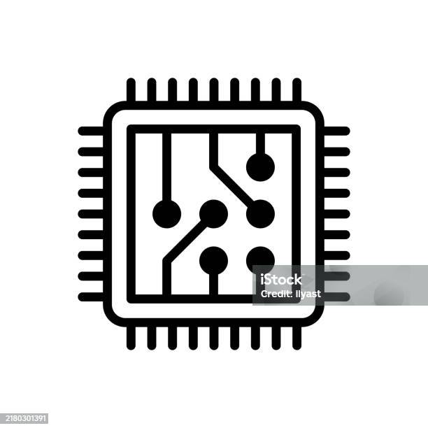 A Simple Line Drawing Of A Microchip Stock Illustration - Download ...