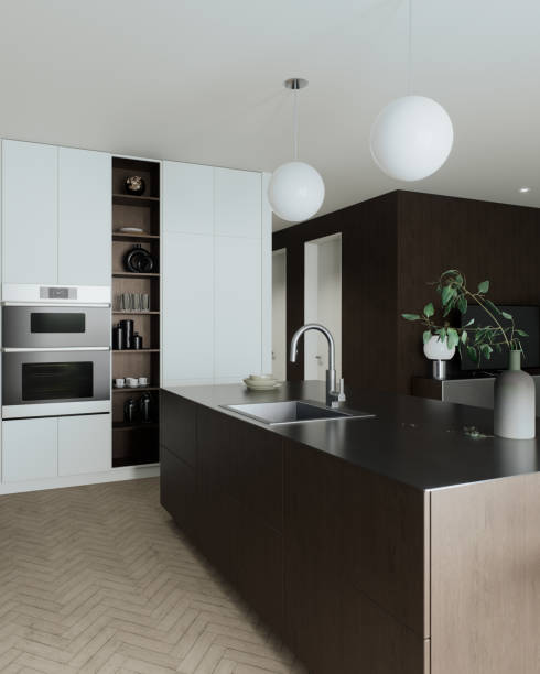 istock A modern kitchen with an inviting island and a sleek design that embodies contemporary style 2180303305