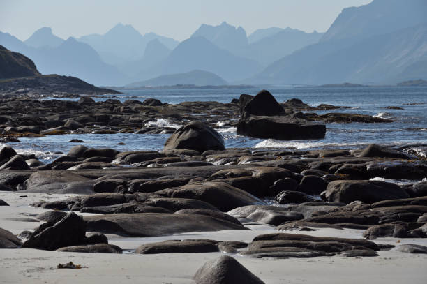 Stones and rocks at fjord shore