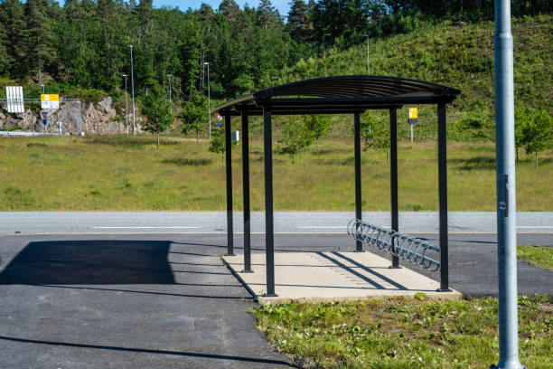 istock Empty bike parking at a bus stop.. 2180316272