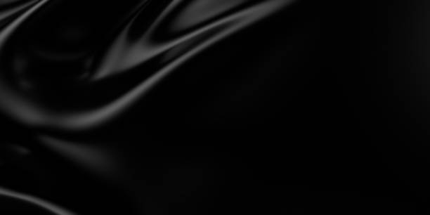 istock 3d soft black waves background. Dark silk crumples. Elegant minimalistic satin ripples backdrop. 3d render illustration 2180322213
