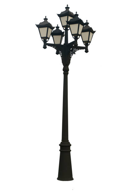 istock Street lamp isolated. Vintage classic streetlight on empty white background 2180322512