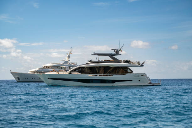 istock Luxurious Yachts Anchored at Sea 2180327653