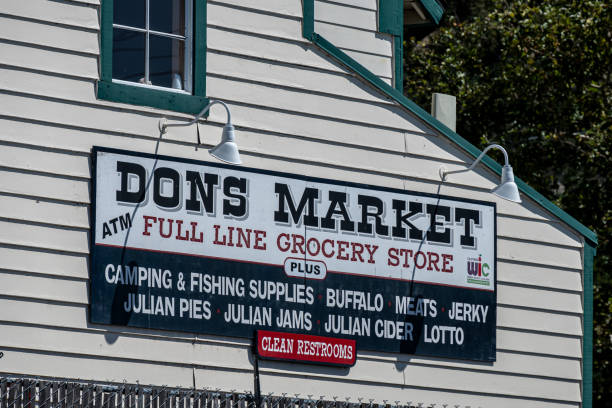 The sign for Dons Market on the exterior wall of the store