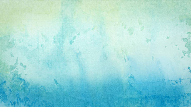 morbido sfondo sfumato strutturato ad acquerello blu e verde - dipinto ad acquerelli foto e immagini stock