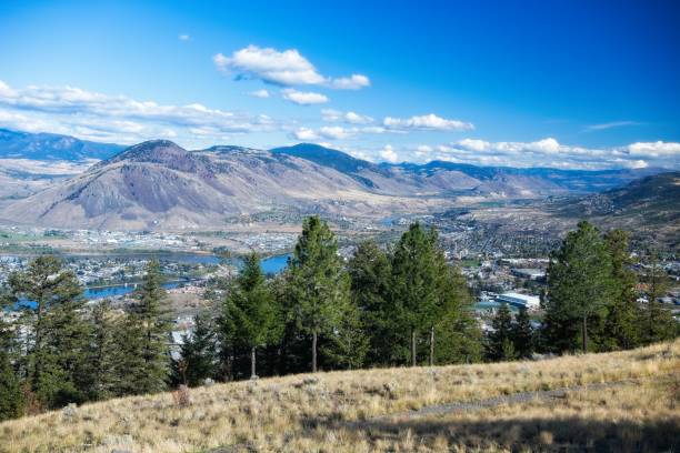 istock Scenic Mountain Valley with River and Pine Trees 2180350953