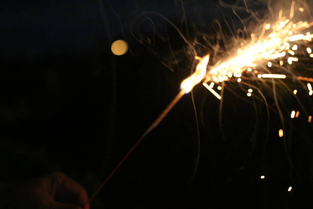 Close-up of fireworks in the dark