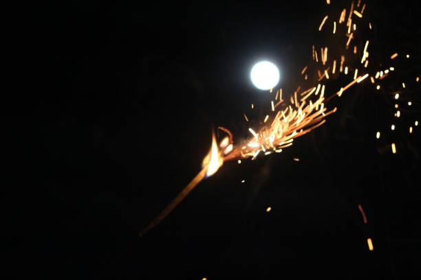 Close-up of fireworks in the dark