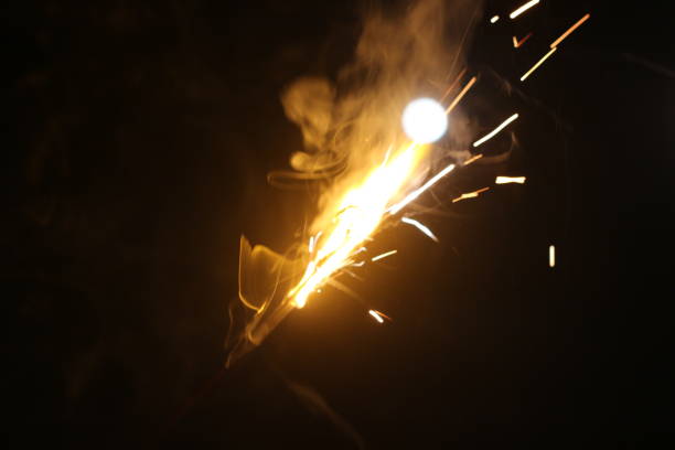Close-up of fireworks in the dark