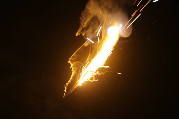 Close-up of fireworks in the dark