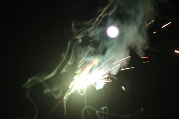 Close-up of fireworks in the dark