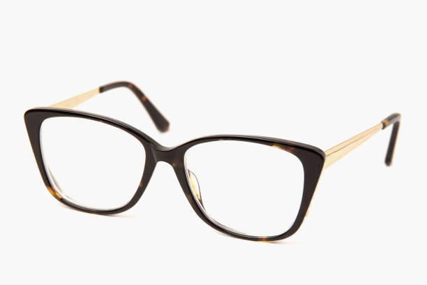 Square plastic eyeglasses frames for women isolated on a white background